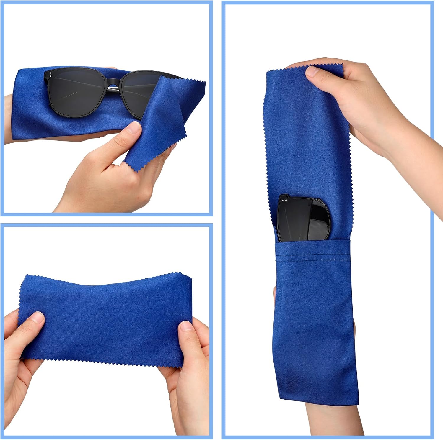 Yunsailing 12 Pcs Eyeglass Cleaning Cloth Case Soft Colorful Glasses Pouch Works as Glasses Case and Cleaning Cloth Microfiber Pocket for Eyeglasses Sunglasses Watch Jewelry Smartphone