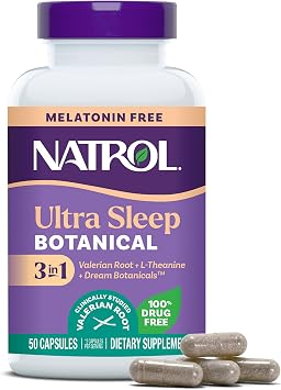 Natrol Ultra Sleep Botanical 3-in-1, Melatonin-Free Sleep Support, 50ct