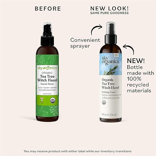 Miniatura 2 de Sky Organics Árbol de té orgánico y hamamelis para cara, tónico facial purificador para hidratar, calmar, limpiar y equilibrar la piel propensa a
