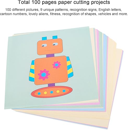 Miniatura 5 de Libro de actividades de habilidades de tijera para niños de 3 a 5 años, arte de corte de papel, tijeras seguras para niños, juguete de desarrollo de