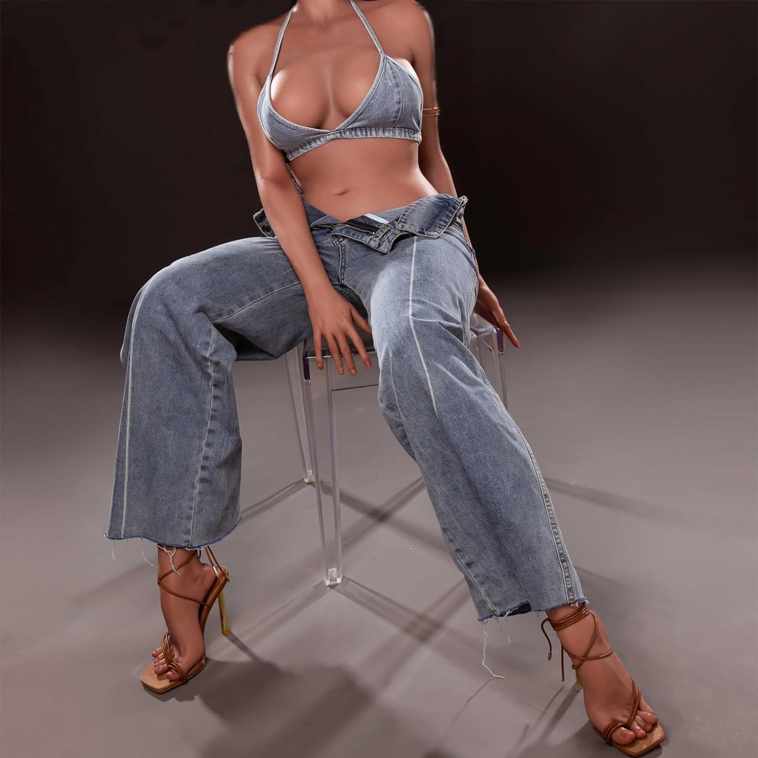 Silicone Sex Doll Full Size Sex Doll Soft Jelly Breast Butts Lifelike Women Torso Love Doll Built-in Metal Skeleton Lifelike Sex Dolls with Tight Vagina and Anus Adult Sex Toys for Male IOOcm