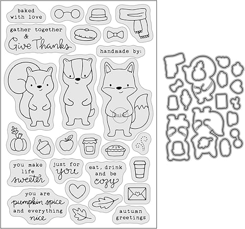 DzIxY Foxes Apple Sellos transparentes y troqueles de corte de metal para hacer tarjetas, kit de papel para álbumes de recortes, suministros de