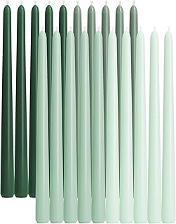 Viyffo Taper Candles 12 Inch 20 Pack Green, 9 Hour Burn Unscented Dripless & Smokeless Candlesticks for Wedding, Dinner, Holiday Gift & Home Decor