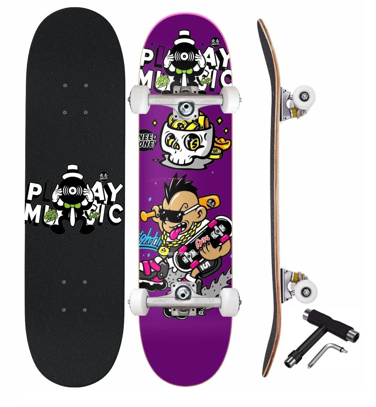 See full amazon price history chart for Jaspo Play Music 31 x 8 Inches Canadian Maple 7-Layer Skateboard Complete Fully Assembled Kids/Boys/Girls/Youth/Adults – Made in India (Play Music) Jaspo Play Music 31 x 8 Inches Canadian Maple 7-Layer Skateboard Complete Fully Assembled Kids/Boys/Girls/Youth/Adults – Made in India (Play Music) (B0B7B9K977) Amazon Price History, Amazon Price Tracker
