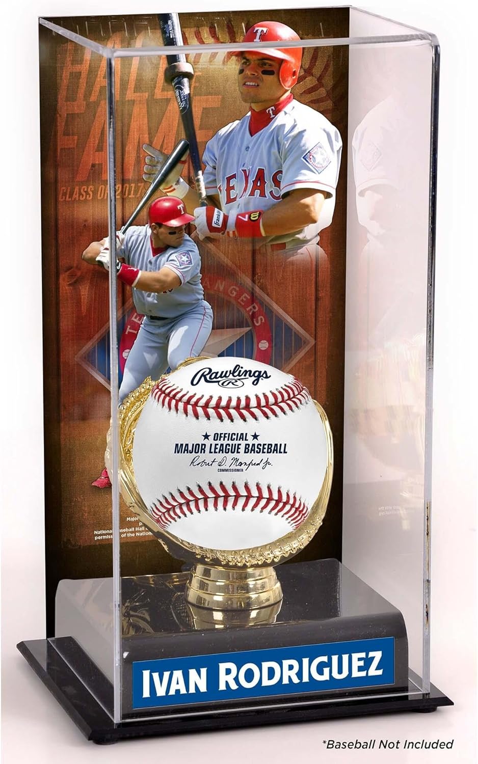 Ivan Rodriguez Texas Rangers Hall of Fame Sublimated Display Case with Image - Baseball Logo Display Cases ''Case Only''