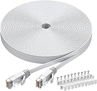 Vista 15 de BUSOHE Cable Ethernet Cat6 de 20 pies, color blanco, Cat-6 plano RJ45 para computadora, Internet LAN, red Ethernet, cable de conexión Ethernet - 20