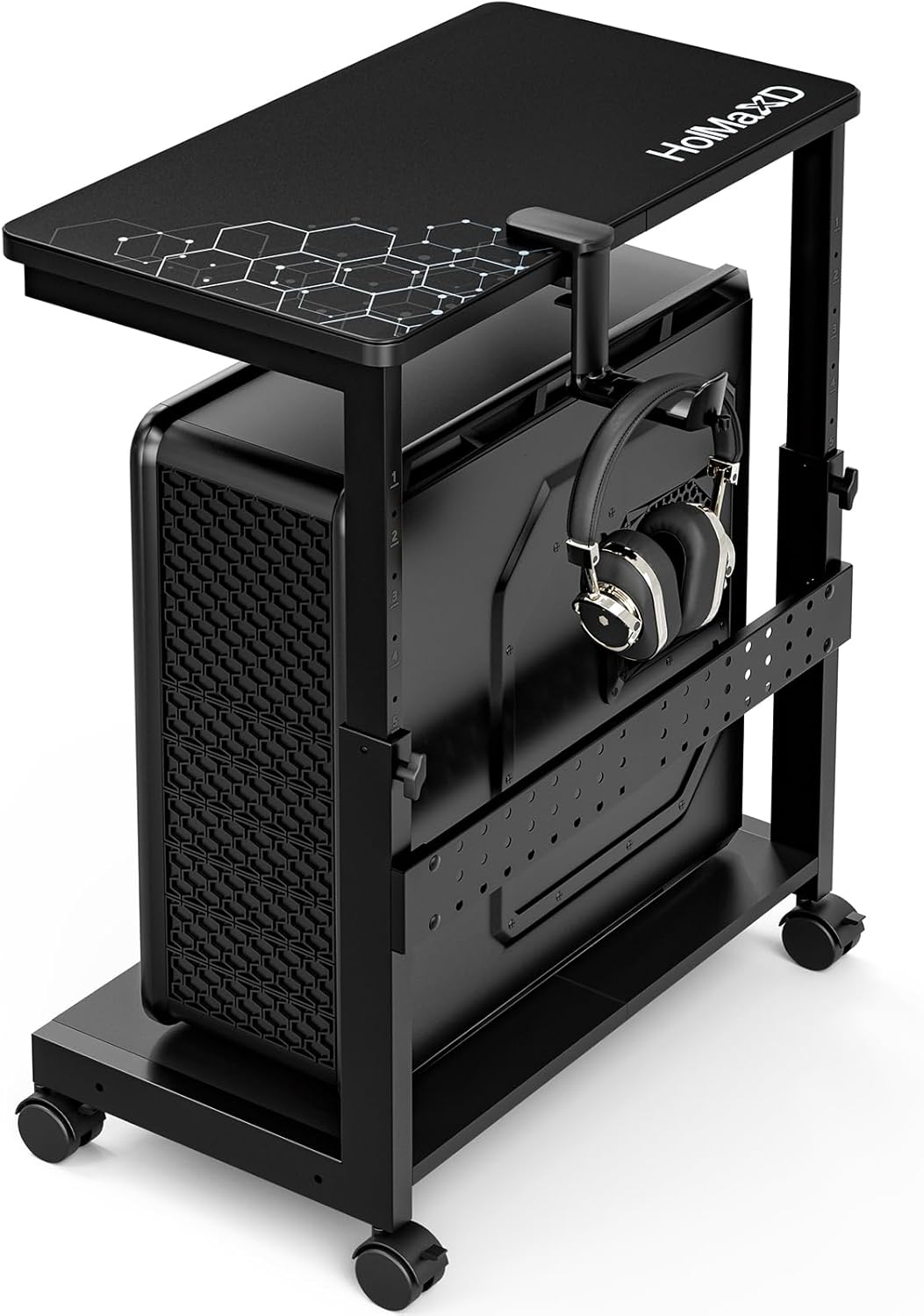 Height Adjustable Computer Tower Stand, 2-Tier ATX-Case...