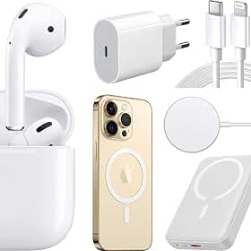 Kit Acessórios 5 em 1 para iPhone 12 13 14 – Carregador Rápido Turbo 20W + Power Bank 10000mAh + Fone Bluetooth Sem Fio e Cabos Premium (Compatível com iPhone)