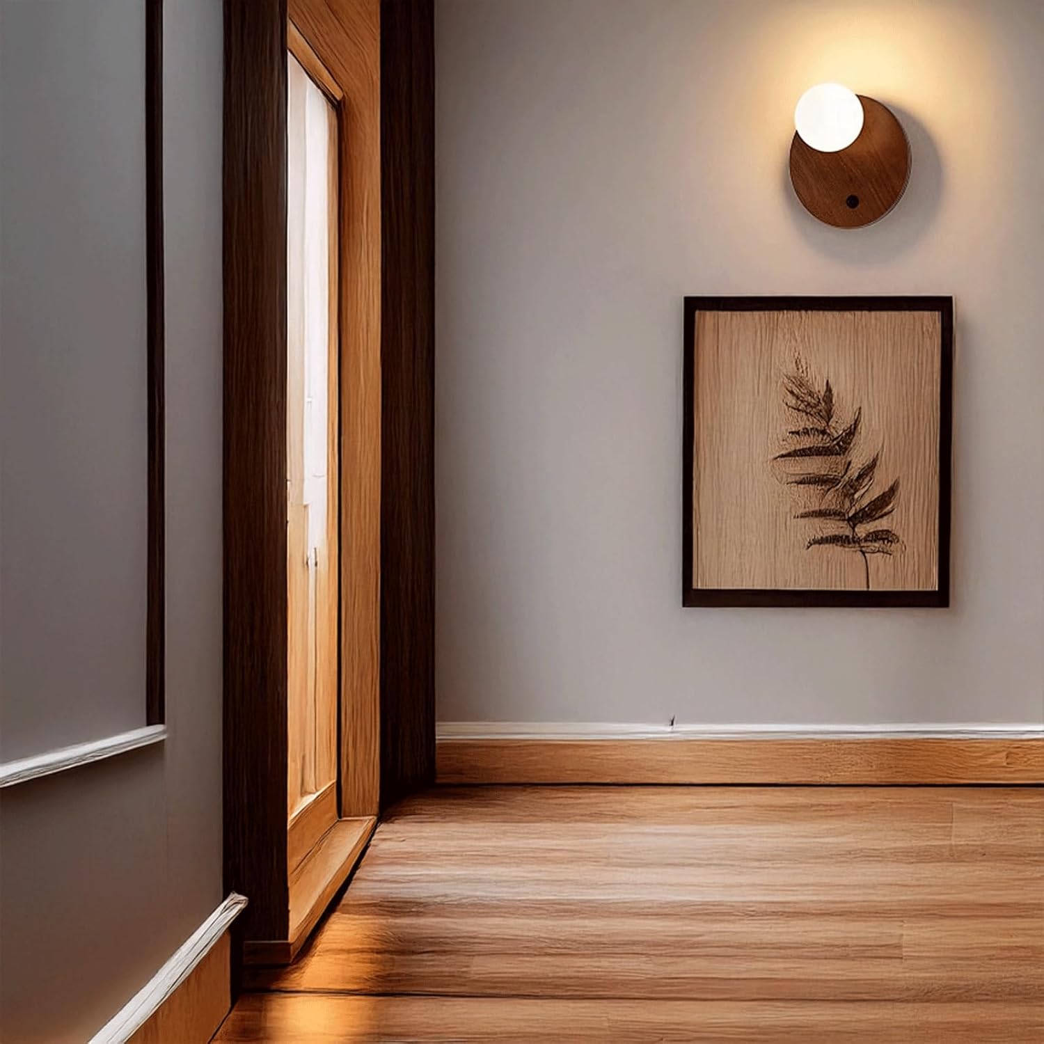 Modern Nordic Wall Sconce Wood Base & Glass Globe LED Wall Lamp Warm Light for Bedroom Bedside Living Room Hallway Entryway Dining Room Hotel Minimalist Rustic Ambient Decor Lighting Fixture