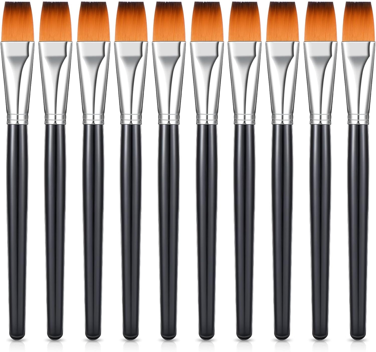 Zonon 10 Pcs 3/4 Inch Flat Paint Brushes Acrylic Painting Craft Accessories Small Watercolor Paint Brushes Bulk for Adult Artist Detail Oil Canvas Face(8.1 x 0.9 x 3/4 Inch,Sky Blue)