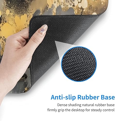 Miniatura 7 de Alfombrilla de mouse para juegos de mármol, 31.5 x 11.8 pulgadas, impermeable, extendida, con base antideslizante de 0.118 pulgadas y borde cosido