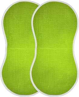 Green Solid Color Muslin Baby Burp Cloths, 22x11 Inch Soft Absorbent Cotton Burping Rags Baby Washcloths for Newborn Boys Girls, 2 Pack
