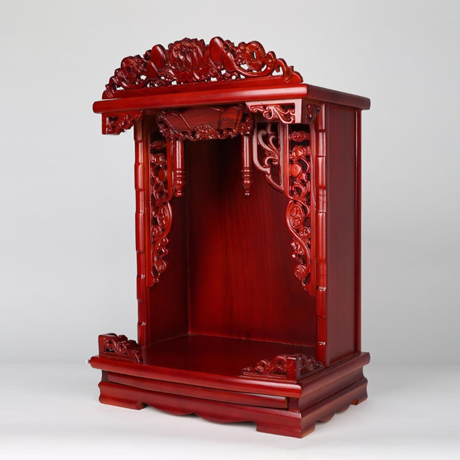 Wall Mounted Shrine Altar Table, Solid Wood Meditation Table with Retractable Pull Plate, Buddha Niche, Personal Shrine Stand for Office,Bedroom(Red,46cm/18.1in)