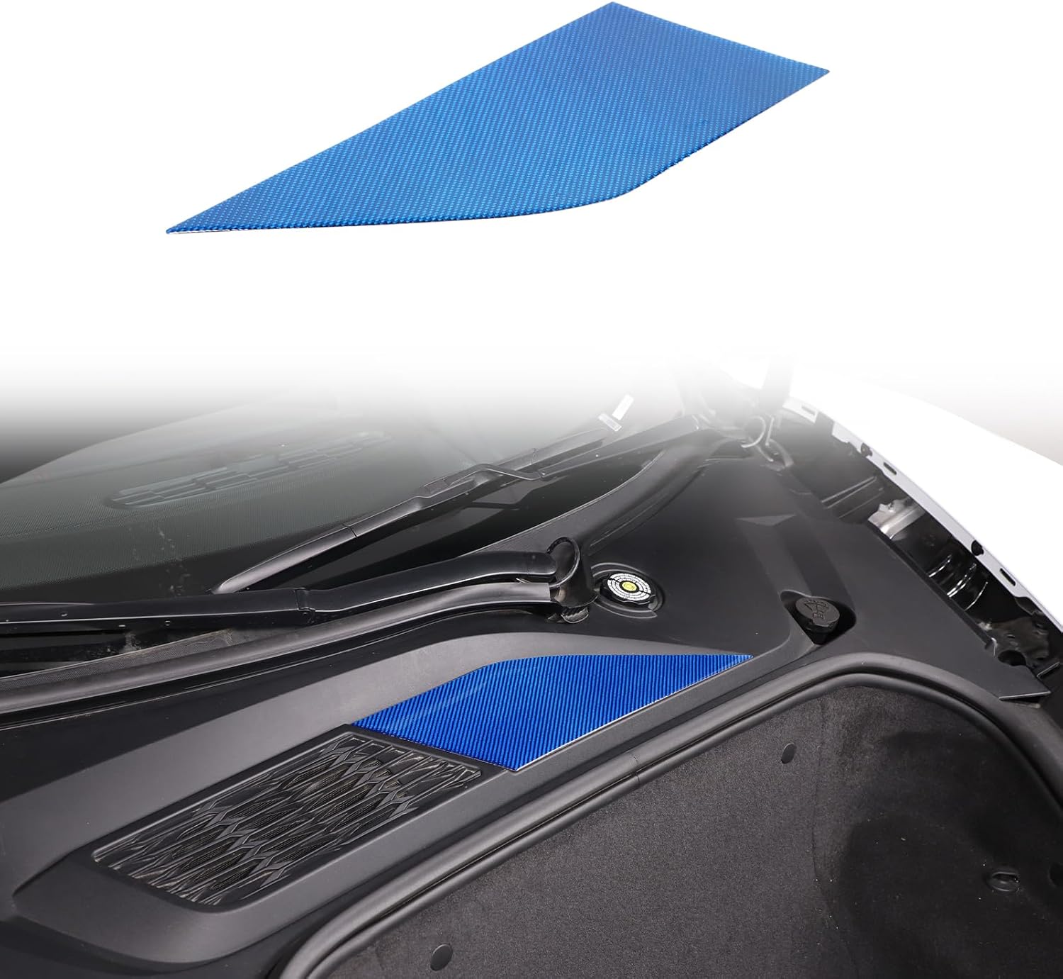 for Corvette C8 Car Front Frunk Battery Den Cover Plate Trim Compatible with Corvette C8 Stingray 2020-2024 Soft Carbon Fiber Car Frunk Battery Cover Triangle Decorative Sticker (Red)