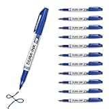 Markal Dura-Ink 15 Fine-Line Permanent Ink Marker, Versatile Surface Compatibility, Size 1.15”, Blue, 12-Pack