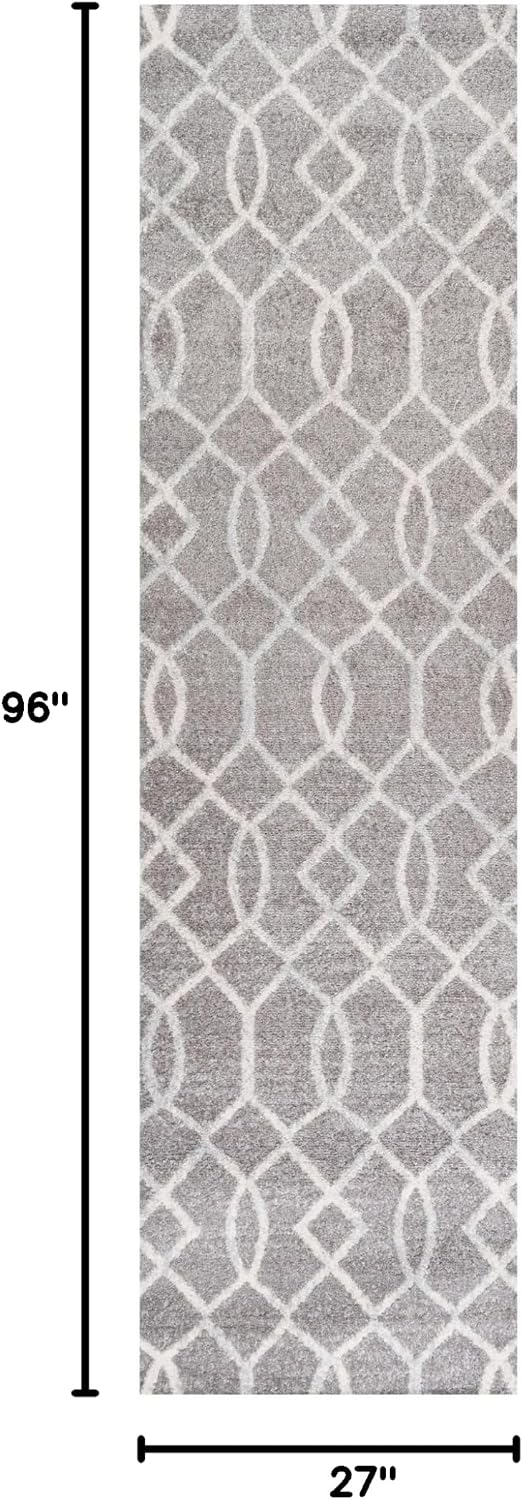 JONATHAN Y Asilah Ogee Fretwork Dark Gray/Cream Runner Rug, 2x8, Contemporary, Modern, Easy-Cleaning for Living Room, Bedroom, Kitchen, Pet Friendly, Non-Shedding (MOH104A-28)