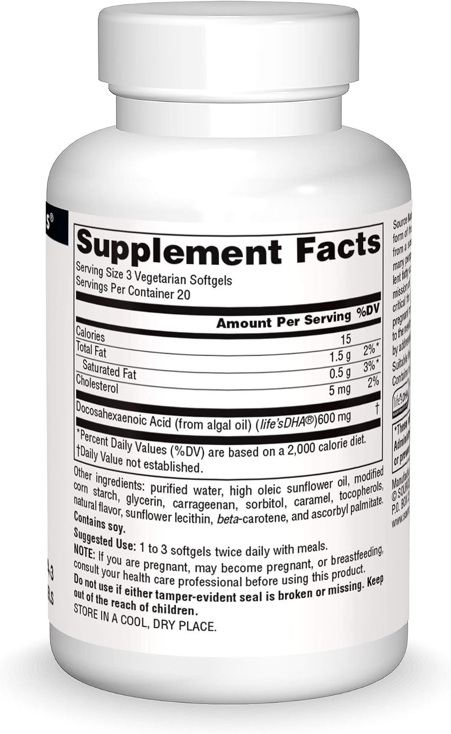 Source Naturals DHA - Neuromins, Non-Fish, Plant-Based Omega-3 - 60 Vegetarian Softgels