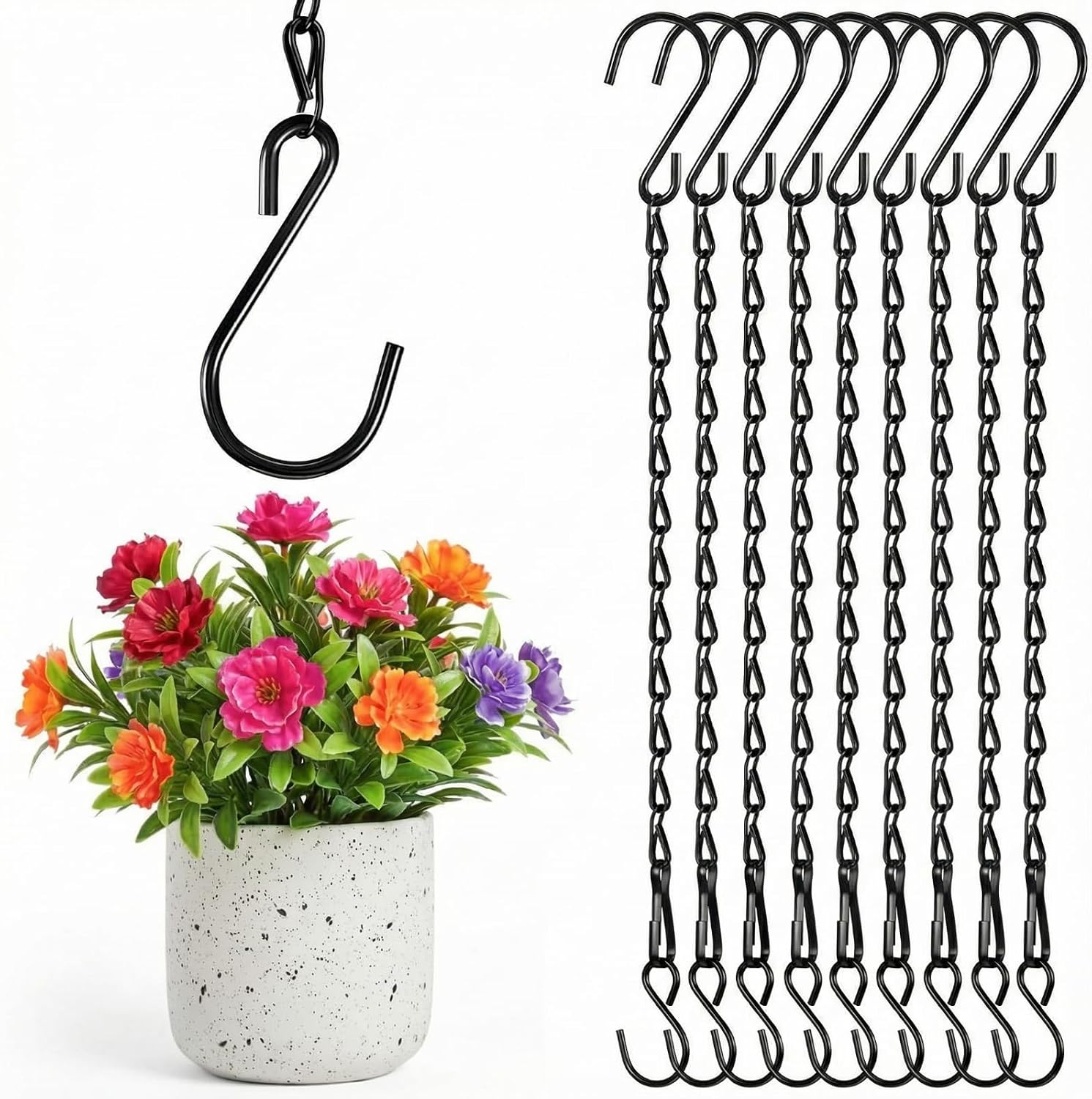 EBOOT 8 Pack 19.7 Inches Hanging Chains for Bird Feeders, Planters, Billboards, Chalkboards, Lanterns, Wind Chimes and Decorative Ornaments (Black)