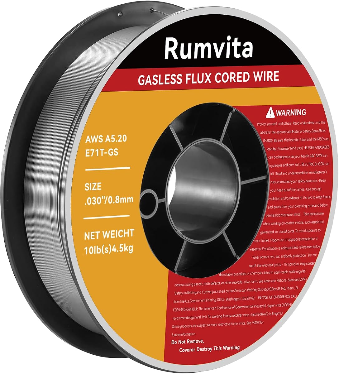Flux Core Welding Wire .030, E71T-GS 030" -Diameter Flux Core Mig Wire | 10-Pound Mild Carbon Steel Mig Wire Strong ABS Plastic Spool with Low Splatter Welding Wire for Most Welder