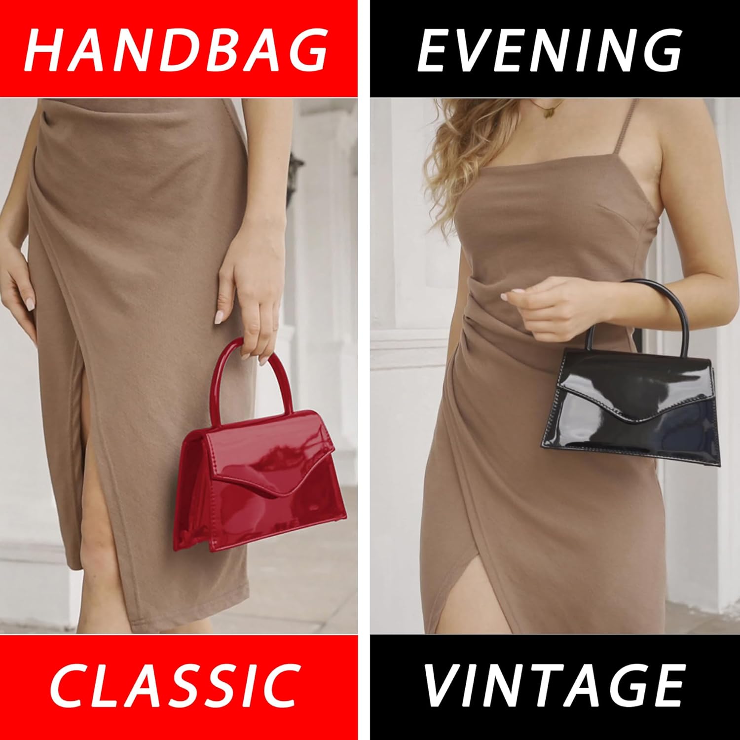 Milisente Women's Evening Bag Bridal Party Clutch Purses Cocktail Prom Handbags with Patent Leather - Image 3