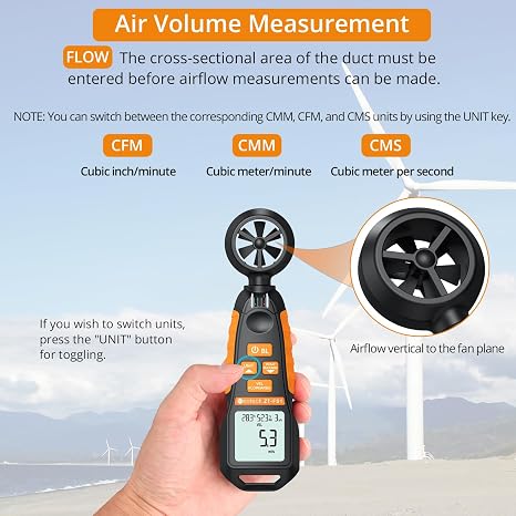 Neoteck Handheld Anemometer Wind Speed Gauge Humidity for HVAC Sailing