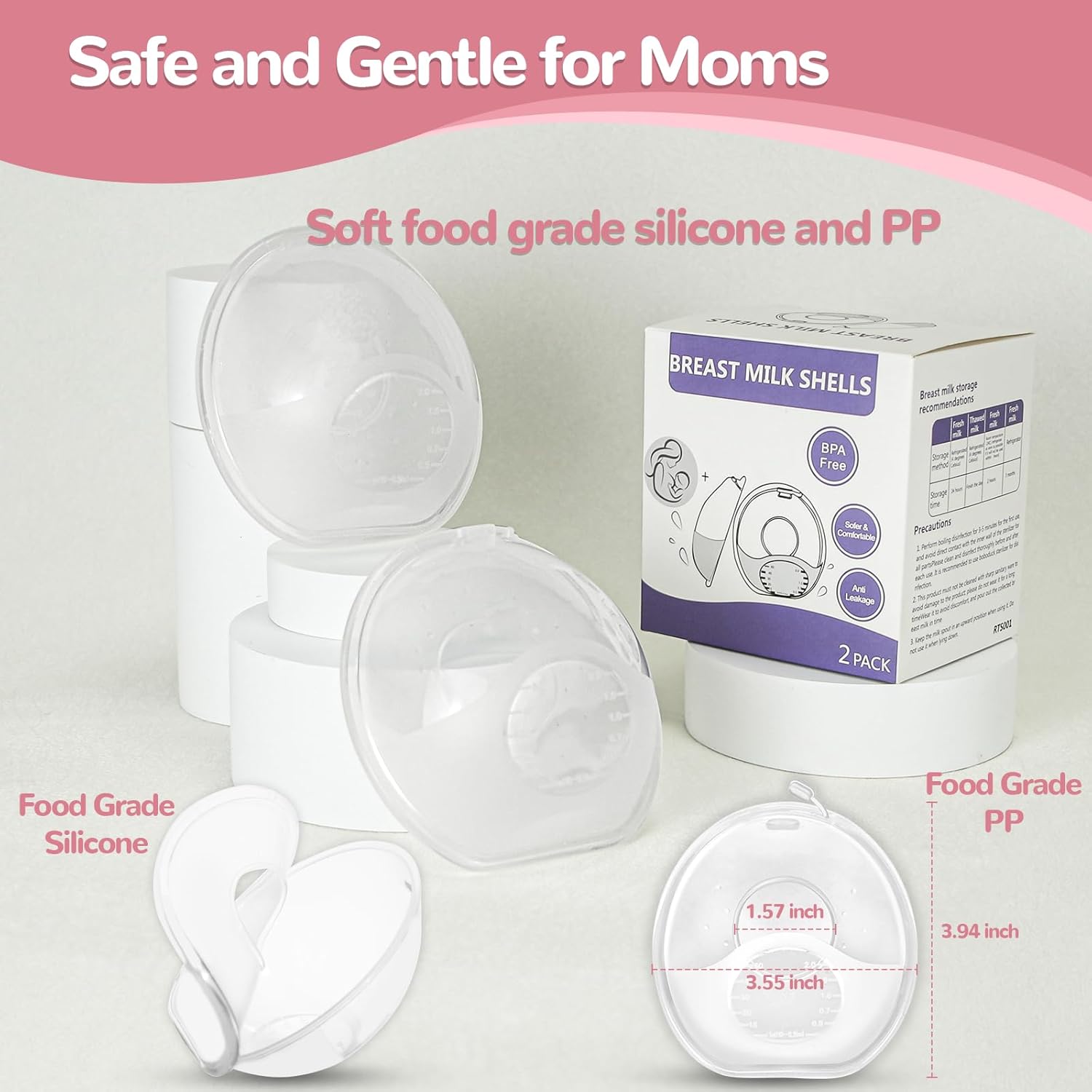 Breast Milk Collector, Milk Collectors for Breastfeeding, Reusable Breast Milk Shells, Catcher Protect Sore Nipples for Breastfeeding,Made from BPA-Free and Food-Safe Silicone(2.03oz,2 Counts) - Image 9