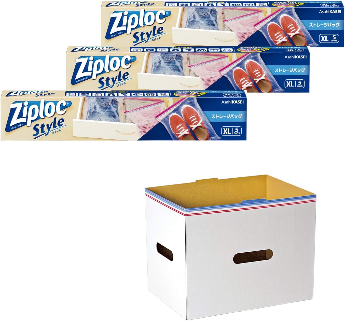 Amazon.co.jp ジップロック Style Storage Bags XL 5 Pack 3 Pack with Storage