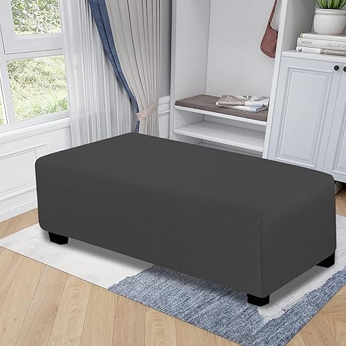 Vista 697 de Easy-Going - Funda elástica para taburete otomano, funda protectora para muebles, funda rectangular con parte inferior elástica Beige