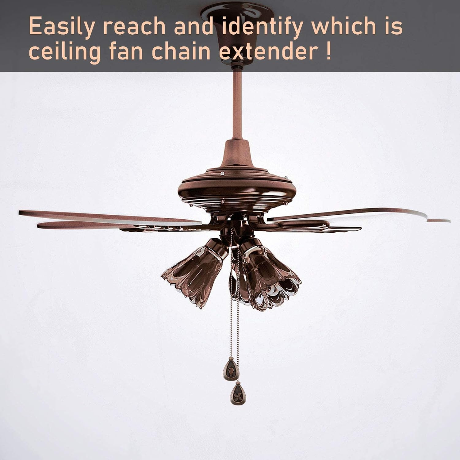 4 Pieces Ceiling Fan Pull Chain Extender Pull Chains Extension Fan Pull Chain Bronze Pendant 12 Inch Ceiling Fan Chain Ornament with Ball Fan Chain Connector (Red Bronze)