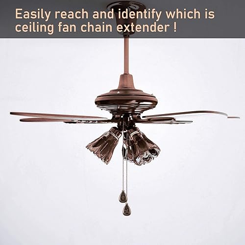 Miniatura 5 de Patelai Extensor de cadena de tracción para ventilador de techo, 4 piezas, cadena de tracción para ventilador de techo, colgante de bronce de 12