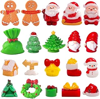 クリスマス ミニチュア 置物 ミニクリスマスオーナメント 20点セット 樹脂 飾り 可愛い 手芸用品 卓上 小物 アクセサリー サンタ 雪だるま ツリー 手作りキット
