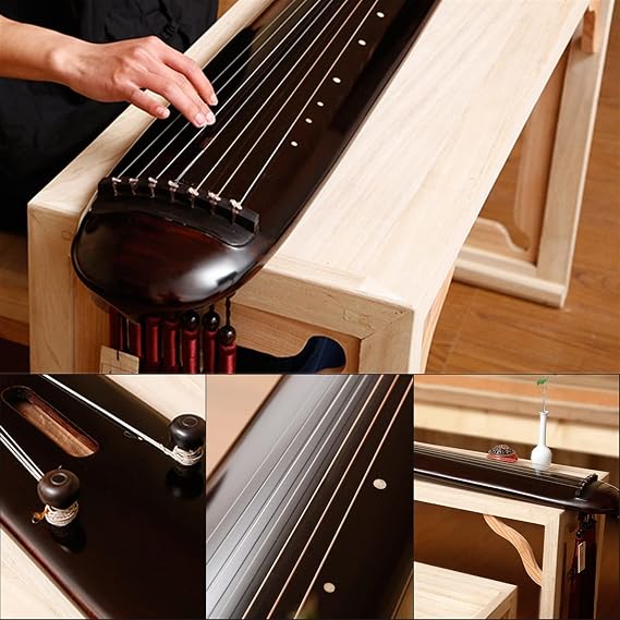 TSTS Chinese Guqin Hun Dun Style Guqin Aged Paulownia Wood 7-String Zither Chinese Traditional Musical Instrument Easy to Learn Handcrafted Qin