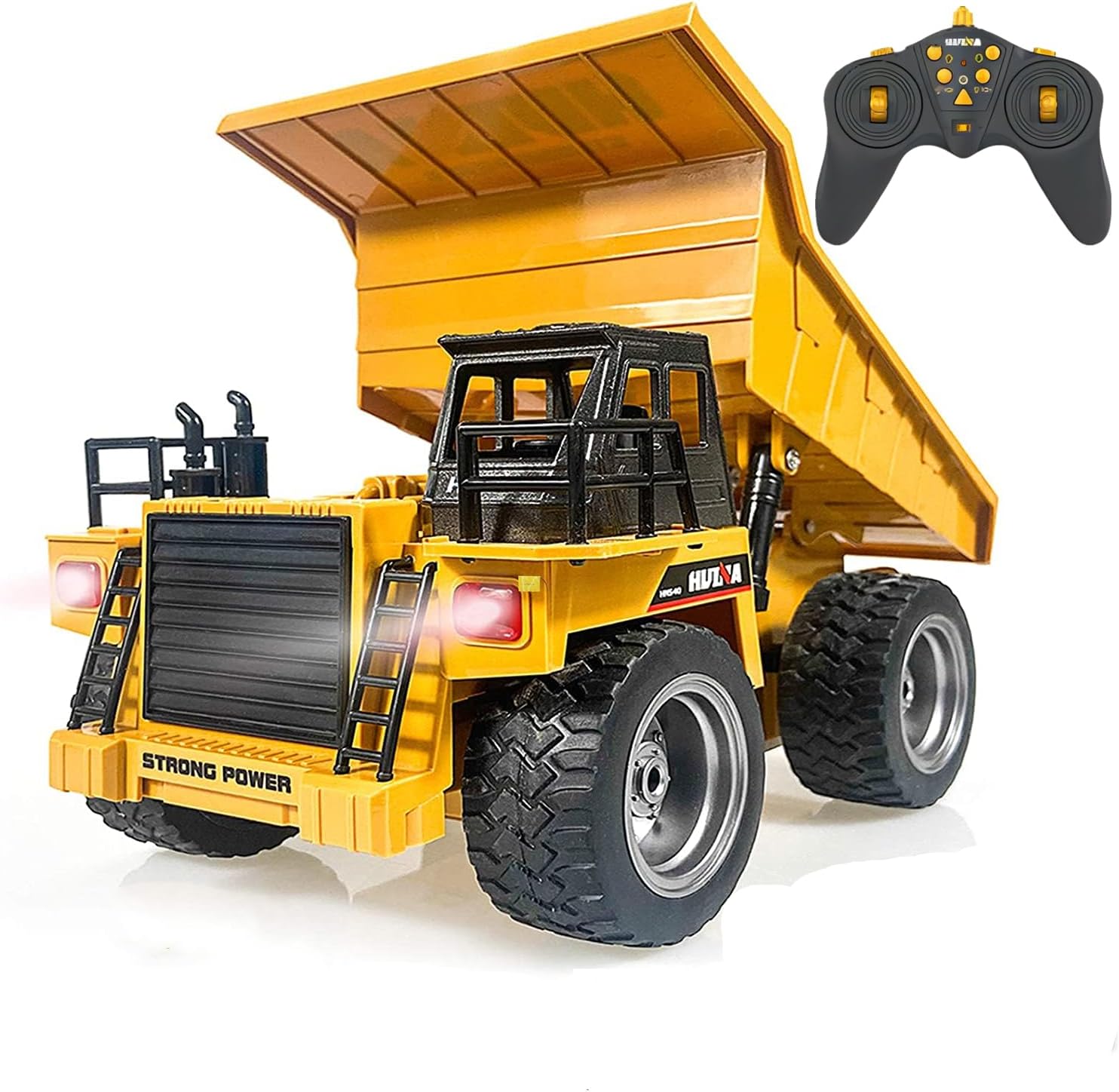Remote Control Construction Dump Truck Toy 2.4G RC 6 Channel Bulldozer 4 Wheel Driver Mine Construction Alloy Metal Vehicle Truck 1:18 with 2 Rechargeable Batteries for Boys Birthday Gift Age 6+