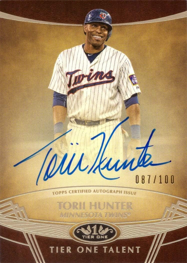 2019 Topps Tier One #TTA-TH Torii Hunter Certified Autograph Baseball Card - Only 100 made!