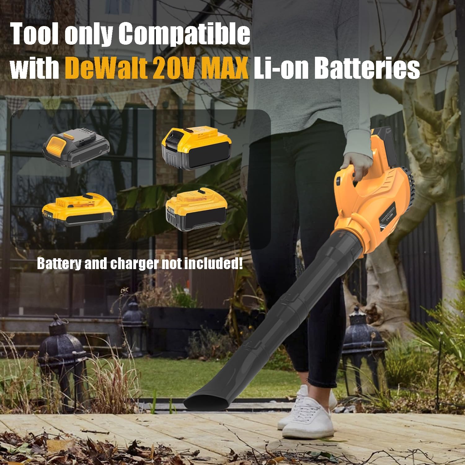 Leaf Blower Cordless Up to 580CFM/180 MPH Compatible with DEWALT 20V Max Battery (No Battery), Electric Leaf Blower Cordless with 6 Speed Modes, Battery Powered Leaf Blowers for Yard Lawn Snow