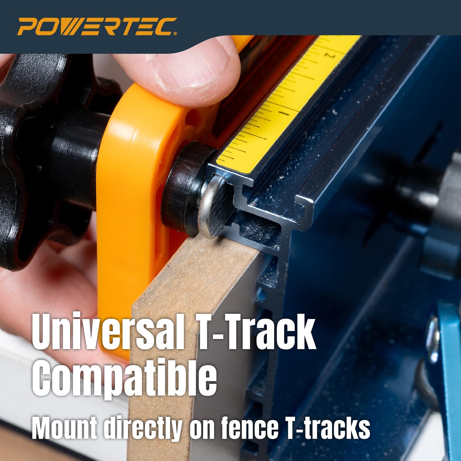 POWERTEC Featherboards for Router Table Fence, Bandsaw, Tandem Feather Boards Fit T-Track & Miter Slot, Router Accessories Woodworking Tools, Reduce Kickback & Increase Safety, 2PK (71553)