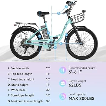 24'' Electric Bike for Adults, Peak 1000W Motor 28MPH, 48V 13Ah Removable Battery 65Miles, Step Through City Cruiser Ebike, Commuter E-Bike with 7-Speed and Front Basket, UL 2849 Certified (Blue)