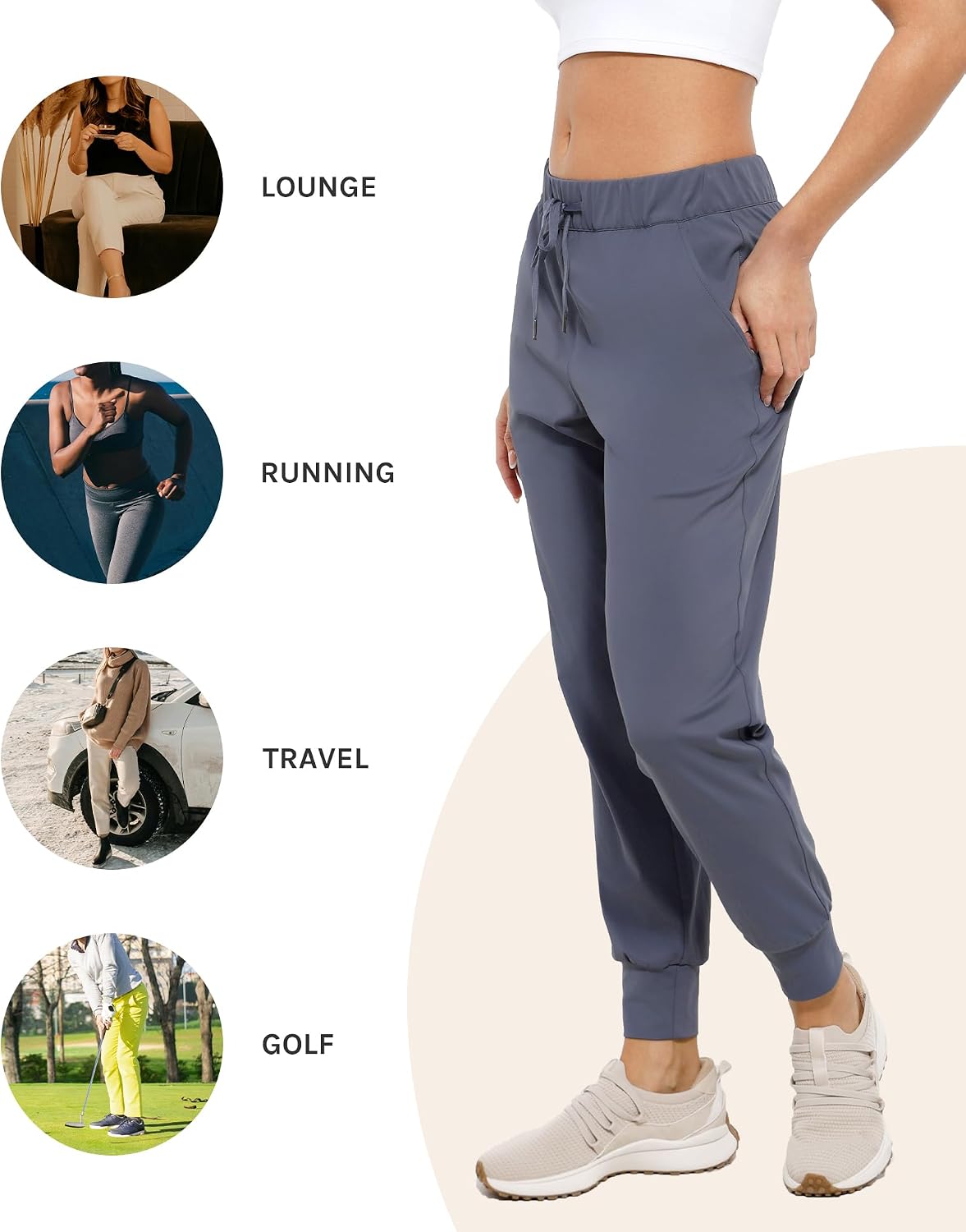 Cosmolle Womens Joggers with Pockets Ultra Soft Tapered Leg Joggers for Workouts and Running