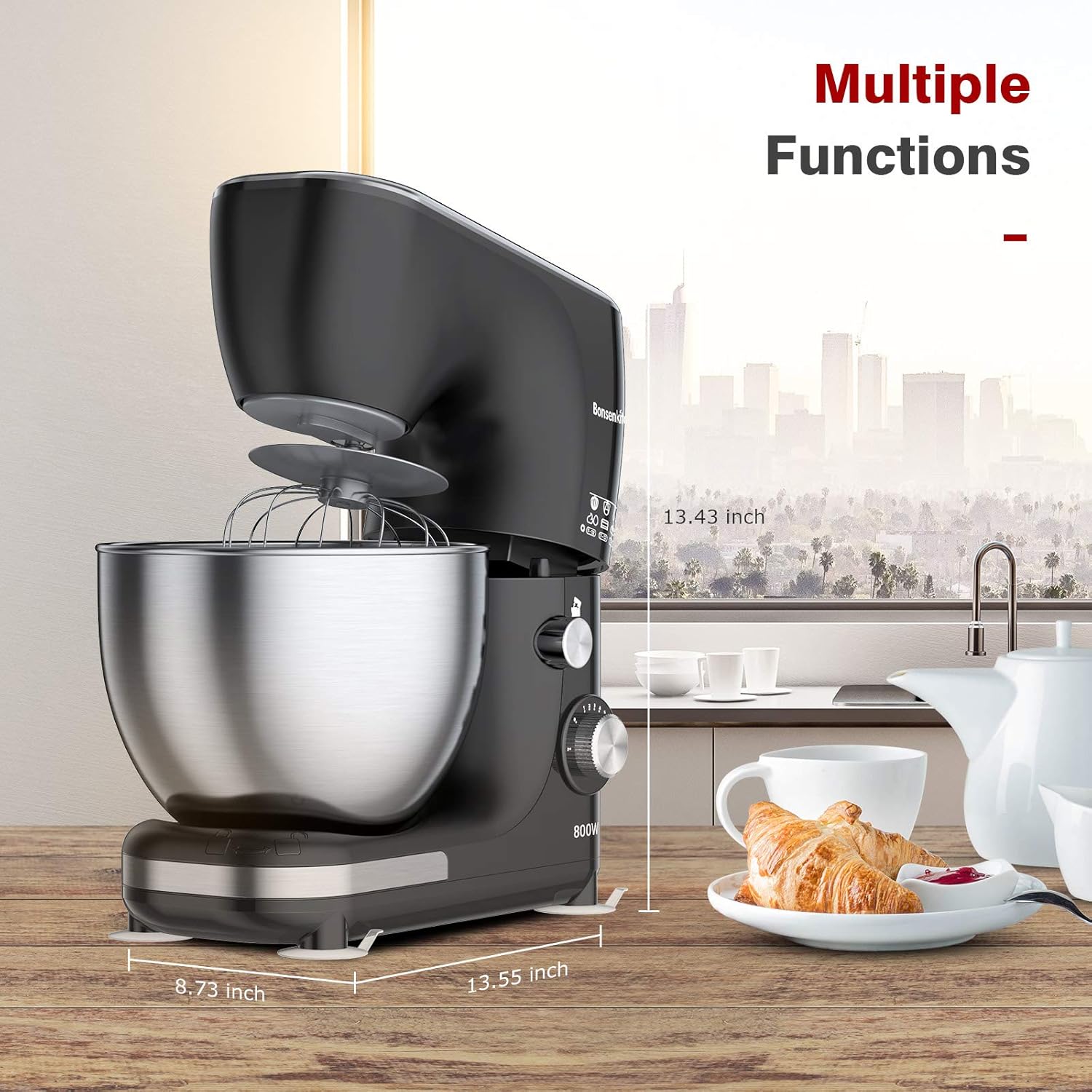Gеt Chеар Prісе Bonsenkitchen Household Stand Mixer 800W, 11-Speed Dough Mixer Tilt-Head Electric Mixer with 5.5-Quart Stainless Steel Bowl, Dough Hook, Whip & Mixing Beater, Splash Guard, Black