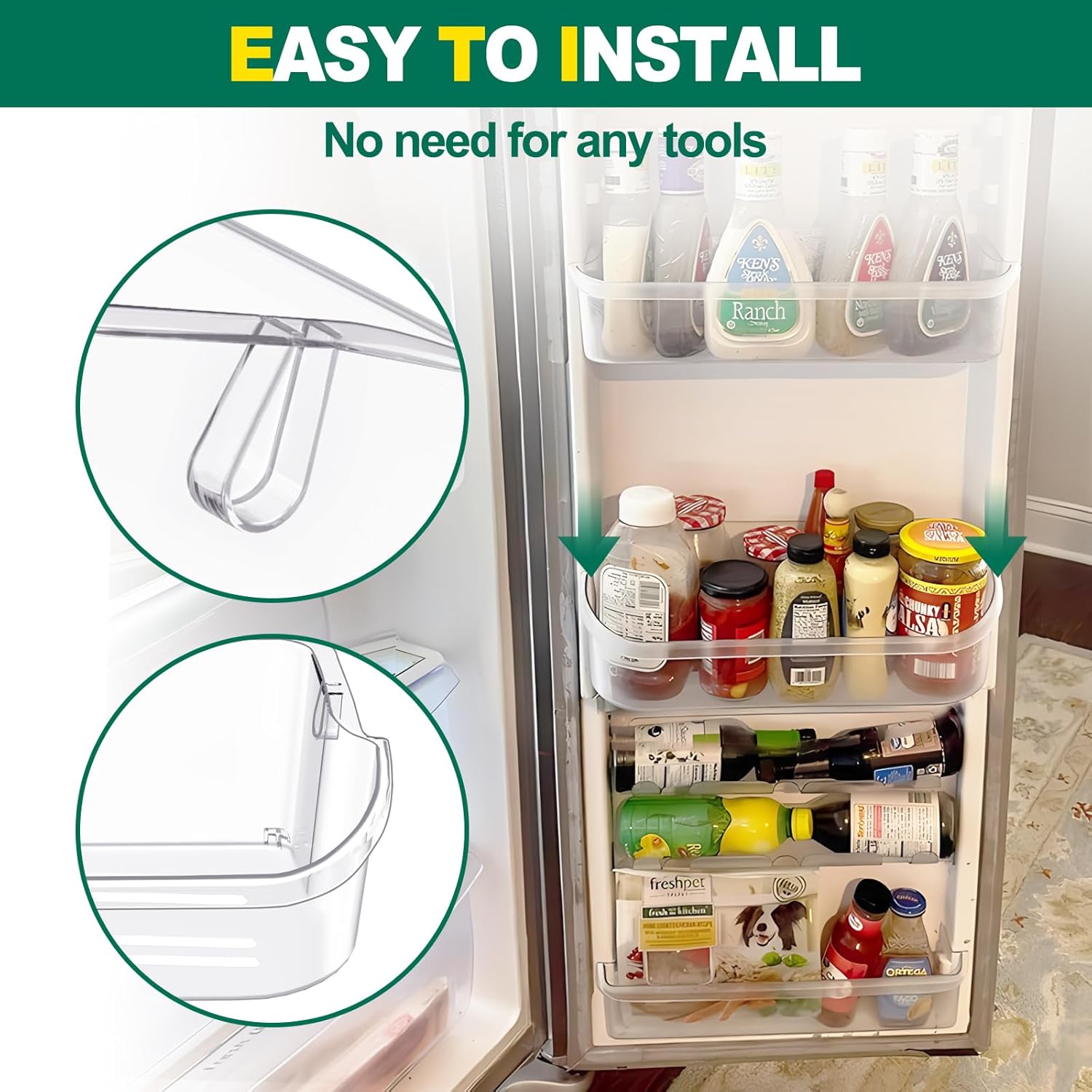 UPGRADED 241505501 Refrigerator Door Shelf Bin, Compatible with Frigidaire, Kenmore, Electrolux Refrigerator Door Shelf Replacement Parts FFSC2323TSA FFSC2323TS0 241505500 FGSC2335TFB FGSC2335TF0