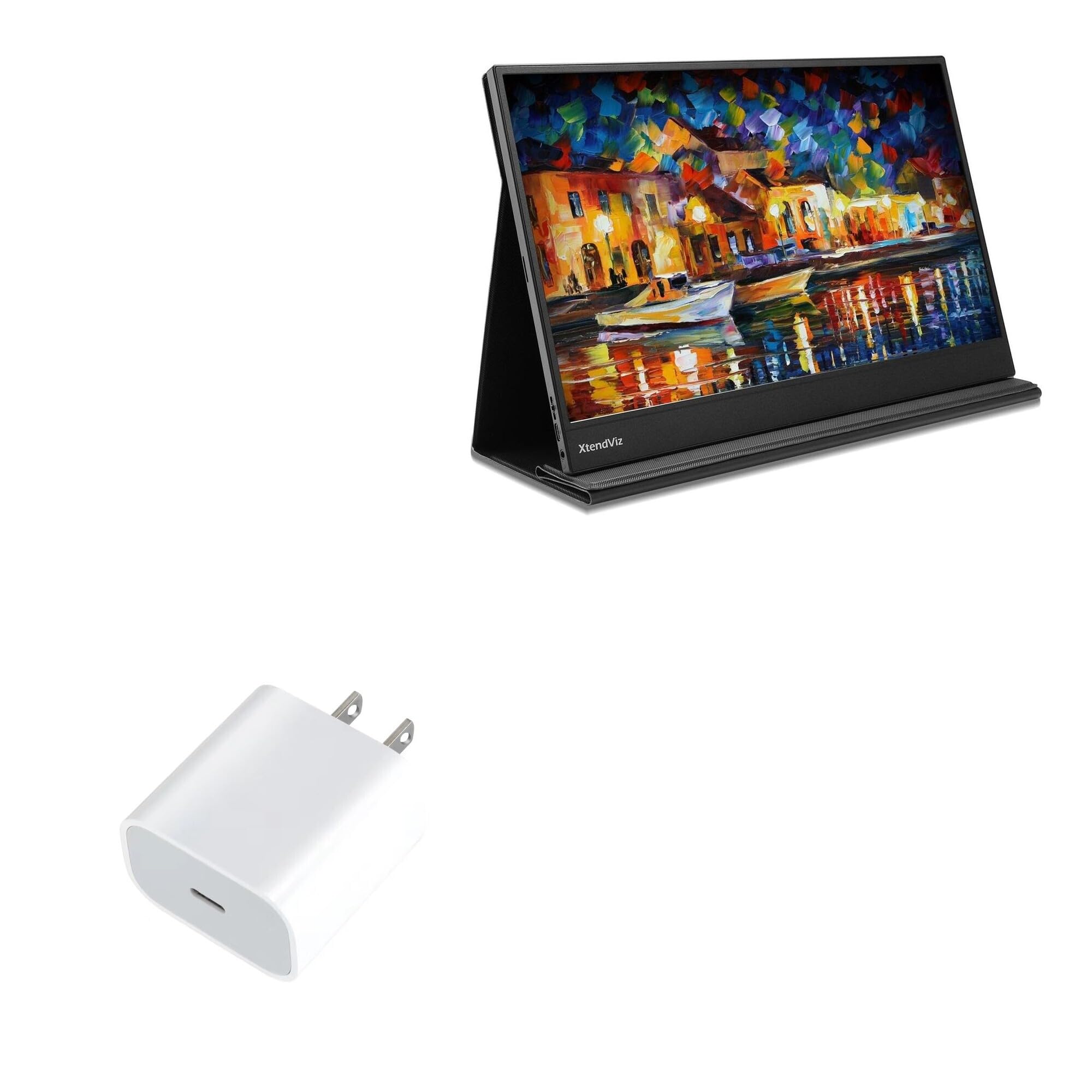 BoxWave Charger Compatible with Pepper Jobs Portable Monitor XtendViz (15.6 in) - PD GAN miniCube (30W), 30W Tiny PD GAN Type-C Wall Charger - Winter White