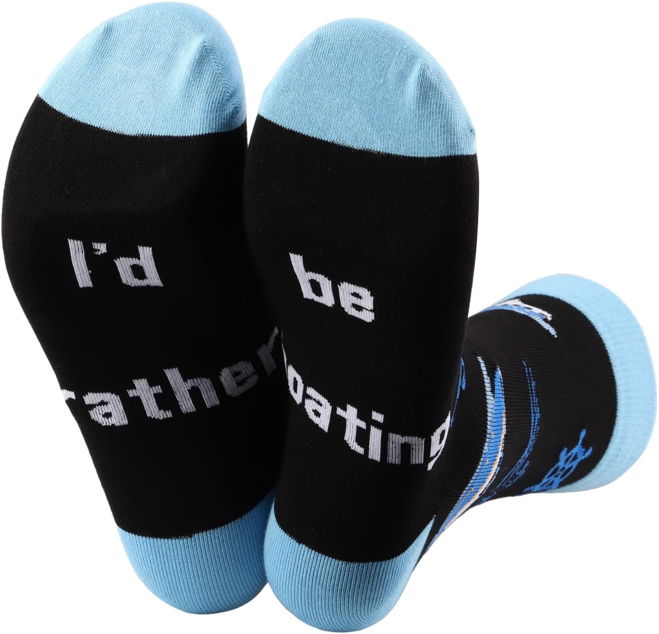 MBMSO 2 Pairs I'd Rather be Boating Socks Captain Boat Socks Boater Gifts Nautical Gifts for Boaters Boat Lover Boat Owner