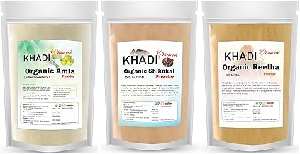 KHADI Omorose Amla Reetha Shikakai Powder For All Type Of Hairs, (100 Grams Each) Combo Of 300 Grams
