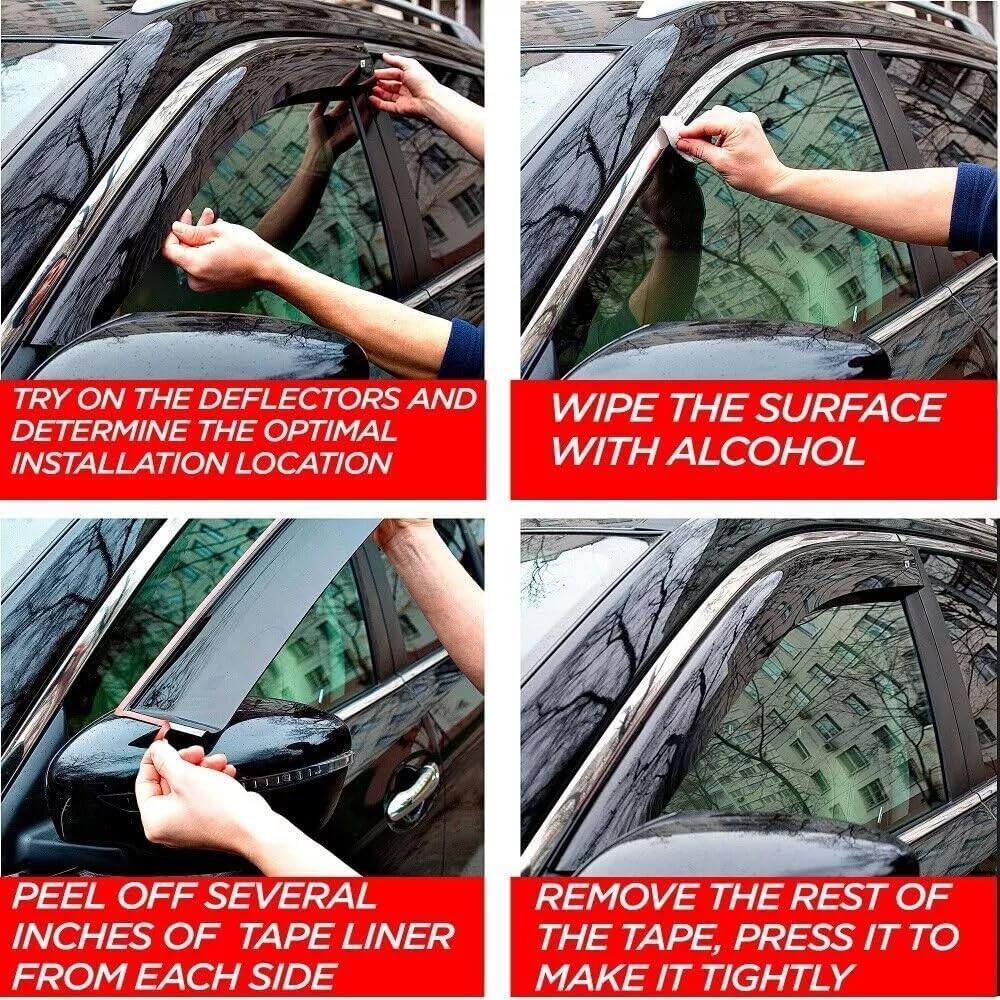 CT Rain Guards for Car Windows - Chrome Trim Strip, Tape-On, Dark Smoke Acrylic - Compatible with XT6 2020-2025, 4 Pcs Set, Window Visors Rain Guards, UV Resistant, Improved Ventilation