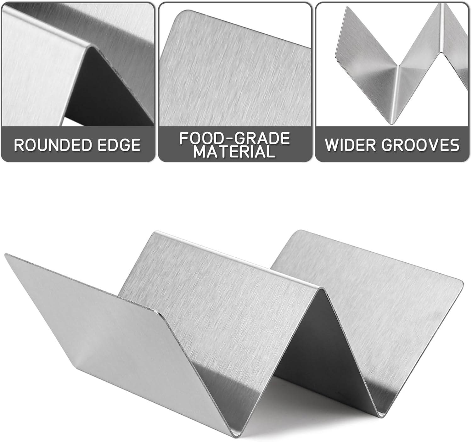 Taco Holder Set of 6 Stainless Steel Taco Holder Each Metal Taco Stands for 2 Tacos, Dishwasher Microwave Safe (Set of 6)