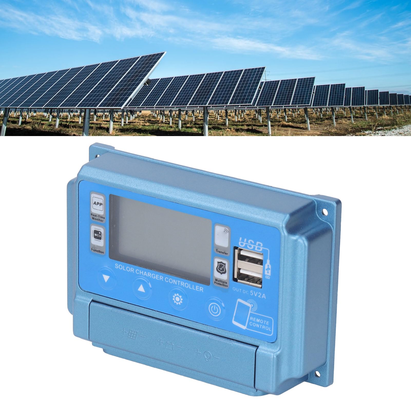 MPPT - Regolatore di ricarica solare, con Bluetooth, telecomando per pannello solare, 12 V/24 V/36 V/48 V/60 V (40 A)