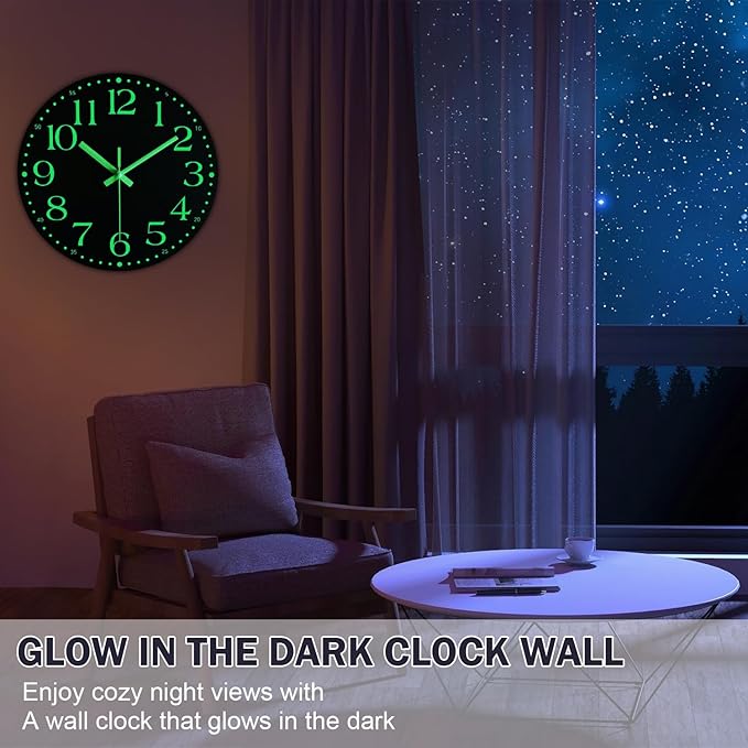 Reloj de Pared Ziprote 12 Pulgadas Analógico Silencioso con Luz Nocturna miniatura 5