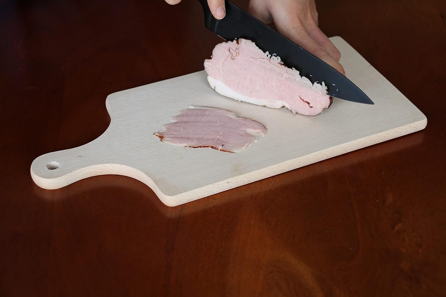 EFO Wooden Chopping Board with Handle 35x15.5x1.5 cm, Natural Beech Wood, 35L x 15.5W cm - Image 5