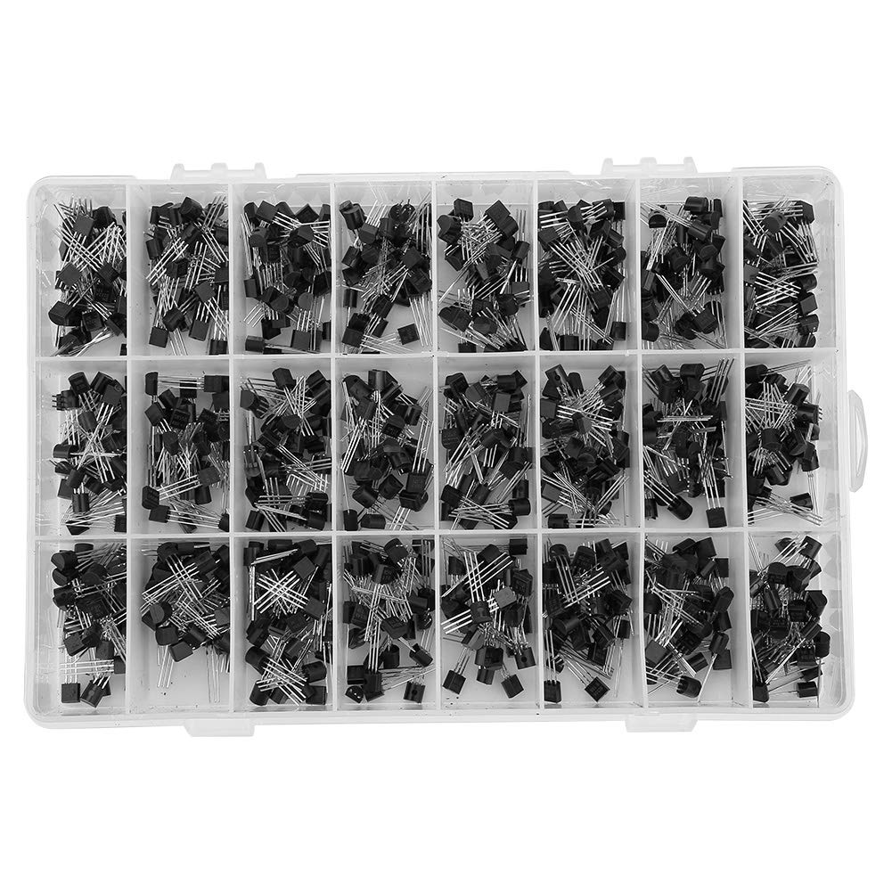 Transistor, 840 Piezas NPN PNP TO-92 2N2222A-BC558 Surtido de transistores Kit de Bricolaje