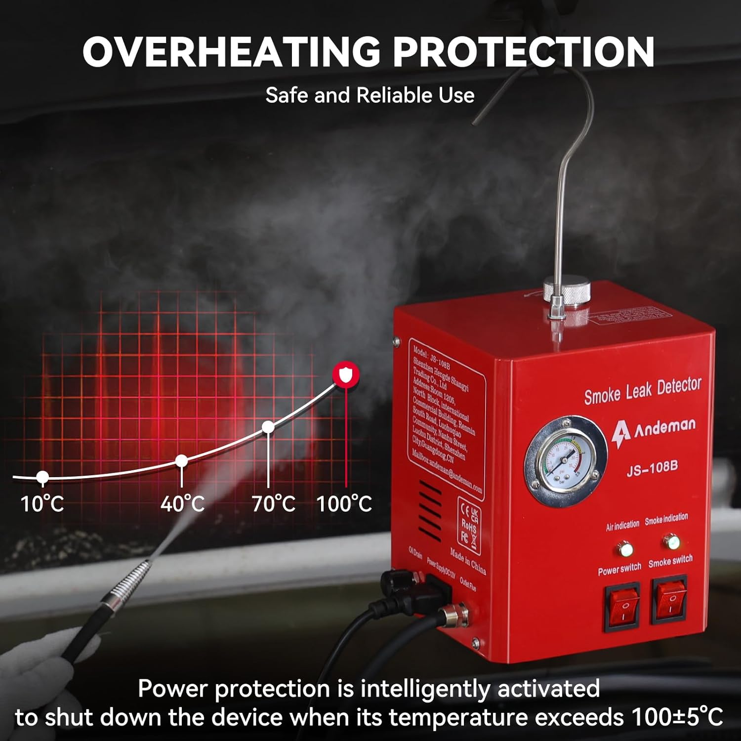 Automotive Smoke Machine Leak Detector, Built-in air Pump Vacuum Diagnostic Tester with Pressure Gauge EVAP Tester for Fuel Pipe, All DC 12V Vehicles Station